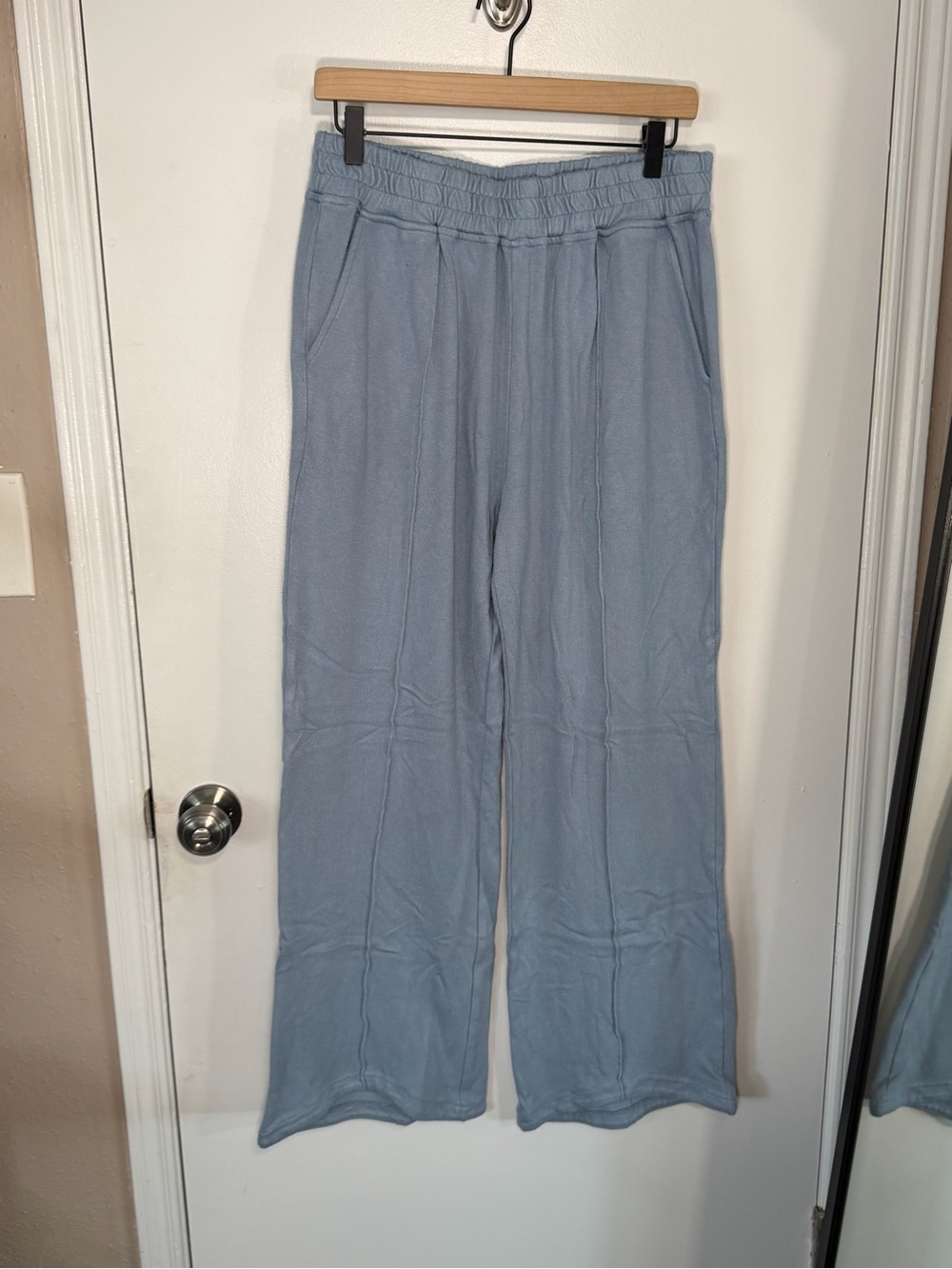 Klassy Network Soft Wide-Leg Knit Pants - Dusty Blue - XL